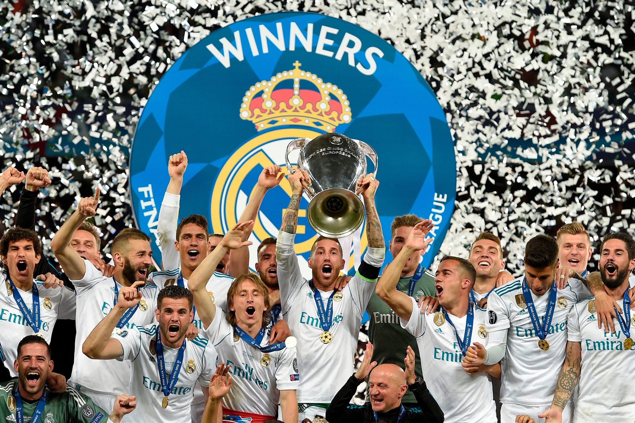 Real Madrid UEFA Champions League Trophy Lift with Ancelotti